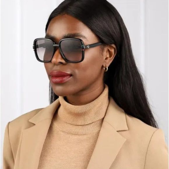 GUCCI GG1066S 001 Sunglasses Black Gray Gradient Butterfly Women